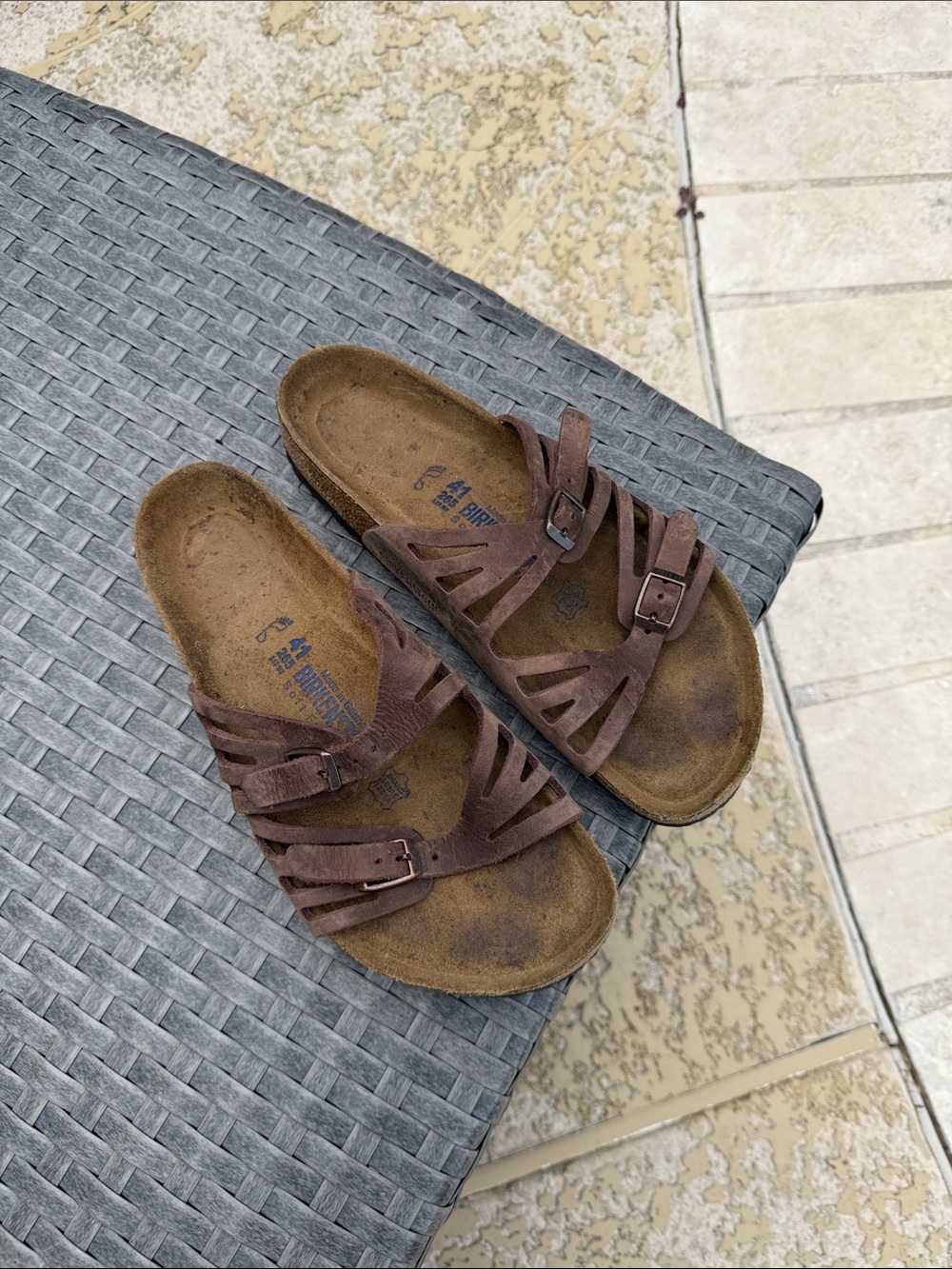 Birkenstock Granada Brown Suede Sandal Slides 41 W10 - Picture 3 of 6